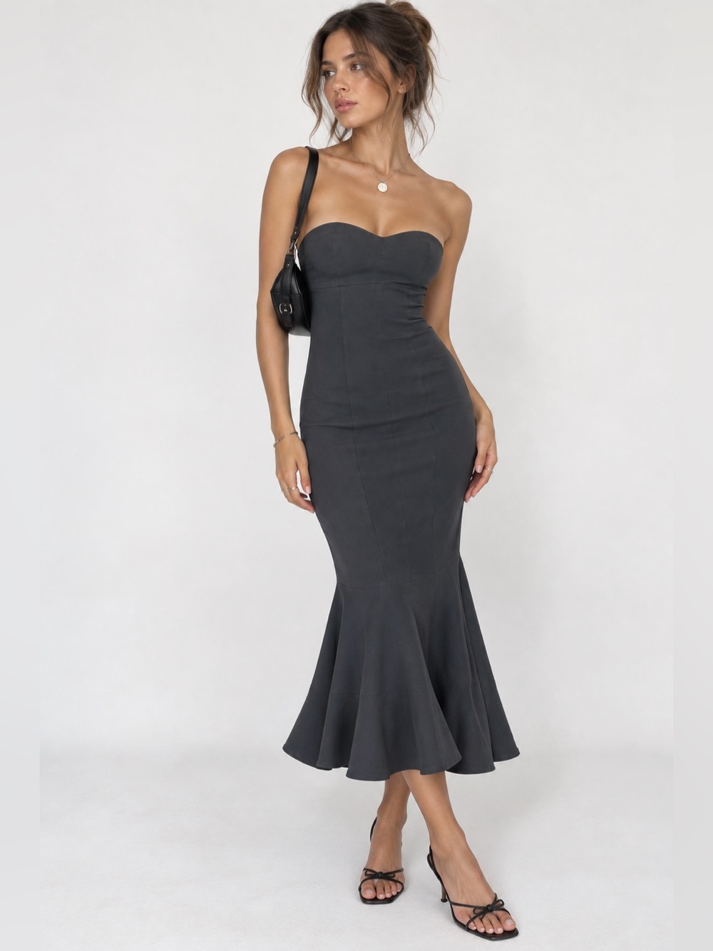 BHLDN Strapless Navy Mermaid Hem Dress